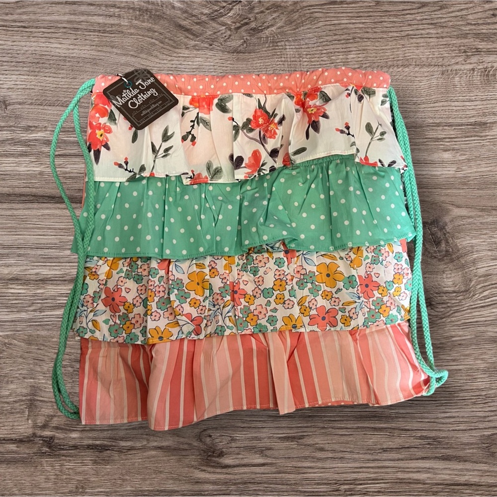 Matilda Jane Dream Chasers In the Ruffles Drawstring Backpack Bag Tote NWT 15x15